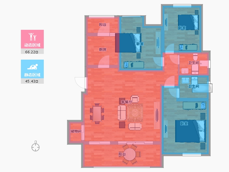 重庆-重庆市-师大桐栖学府6号楼,9号楼A户型112m²-99.92-户型库-动静分区