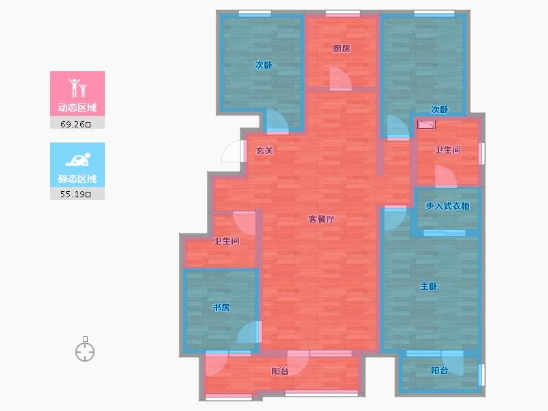 北京-北京市-首开香溪郡1号院17号楼建面138m²-109.26-户型库-动静分区