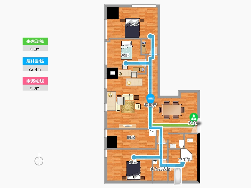 北京-北京市-万科大都会滨江N21号公寓建面167m²-112.97-户型库-动静线