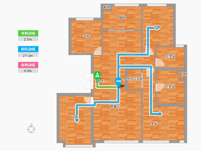 北京-北京市-西山燕庐11号楼165m²-123.60-户型库-动静线