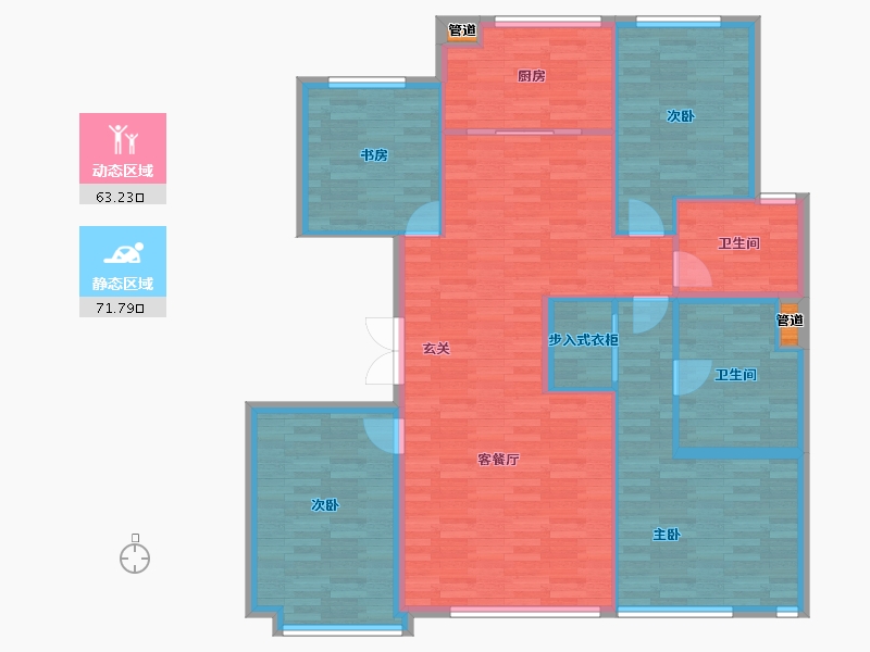 北京-北京市-西山燕庐11号楼165m²-123.60-户型库-动静分区