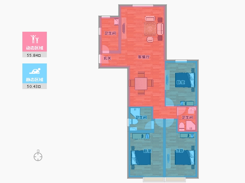 北京-北京市-京贸国际城峰景A11号楼建面140m²-94.76-户型库-动静分区