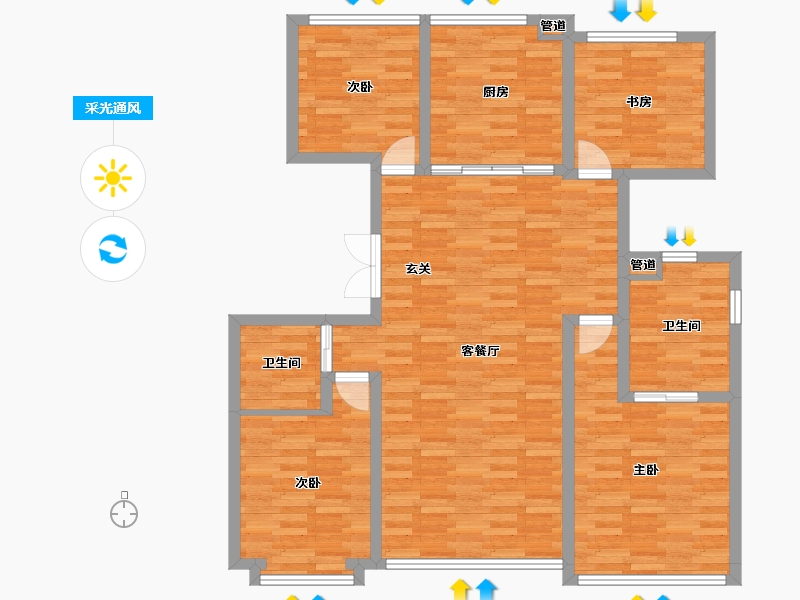 北京-北京市-西山燕庐7/8/150m²-111.72-户型库-采光通风