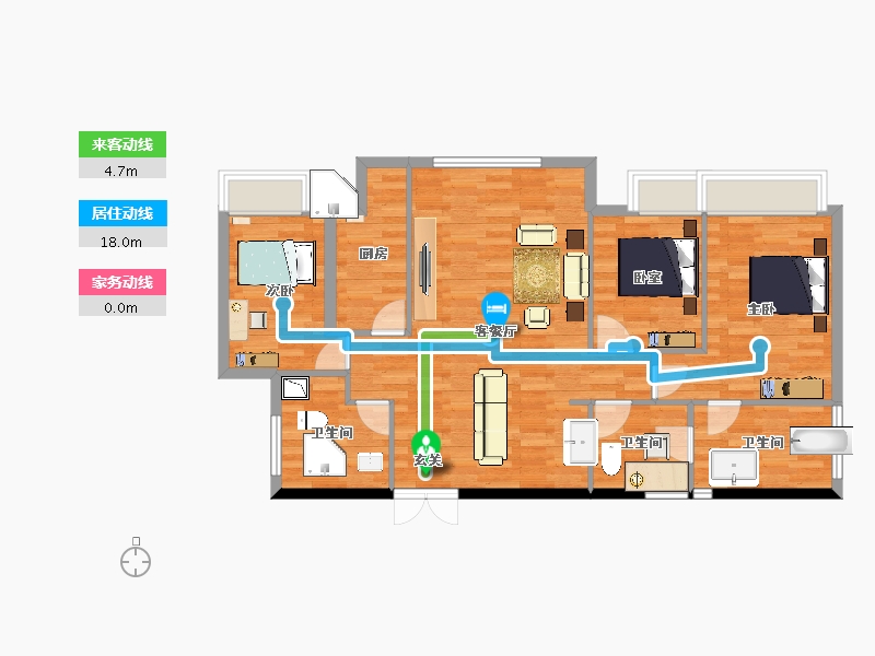 北京-北京市-万科大都会滨江N21号公寓建面143m²-90.20-户型库-动静线