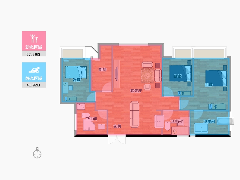 北京-北京市-万科大都会滨江N21号公寓建面143m²-90.20-户型库-动静分区