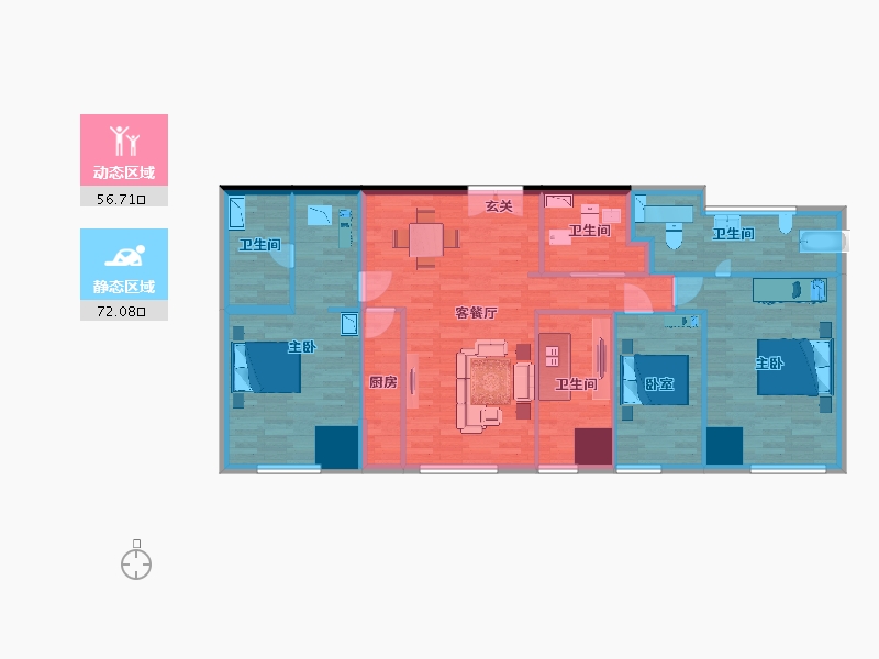 北京-北京市-万科大都会滨江N21号公寓建面174m²-112.02-户型库-动静分区