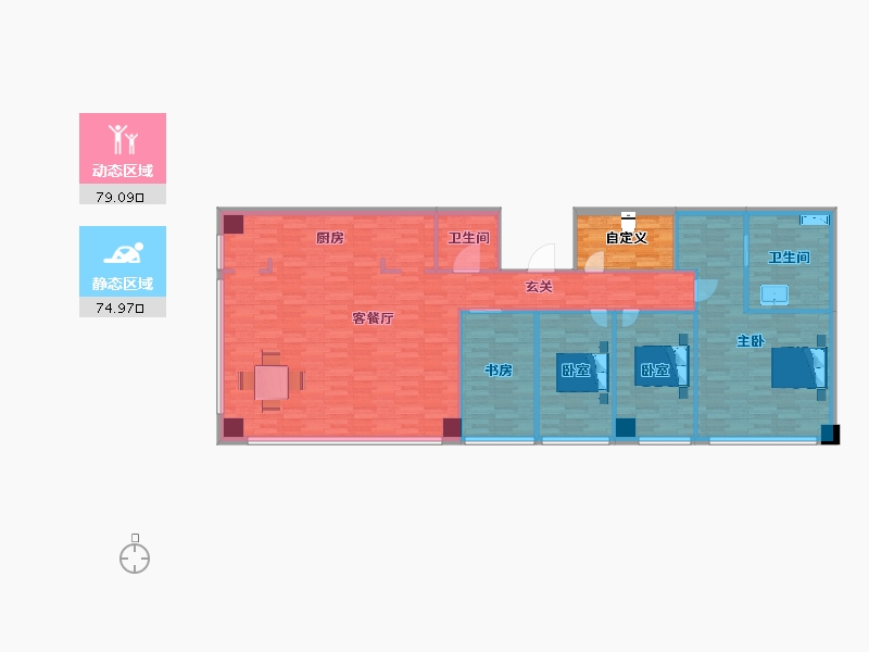 北京-北京市-万科大都会滨江N21号公寓建面226m²-147.48-户型库-动静分区