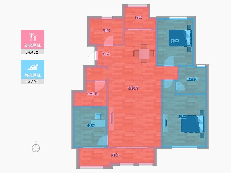 北京-北京市-首开香溪郡2号院26号楼,1号院8号楼117m²-96.48-户型库-动静分区