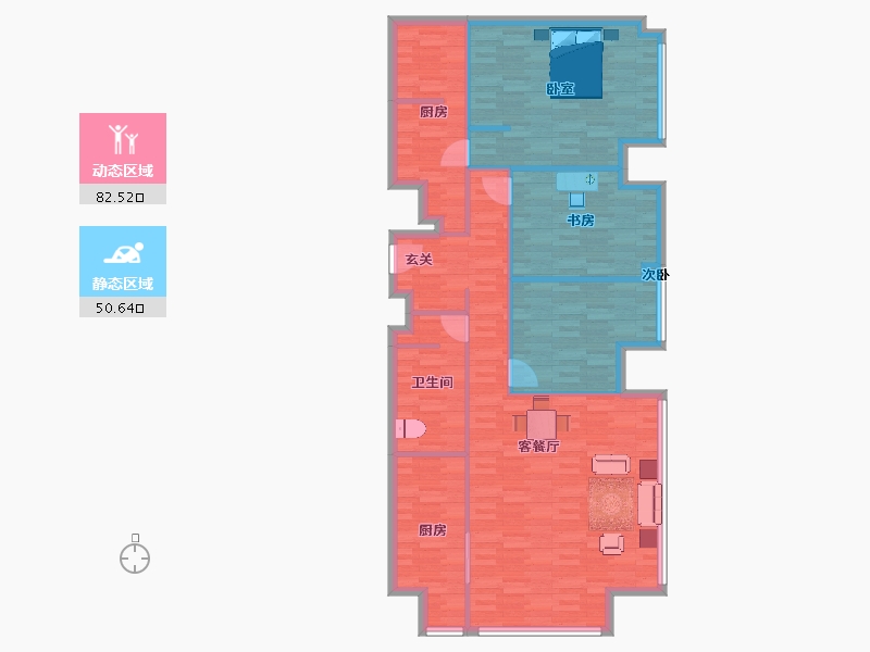 北京-北京市-万科大都会滨江N21号公寓建面179m²-121.52-户型库-动静分区