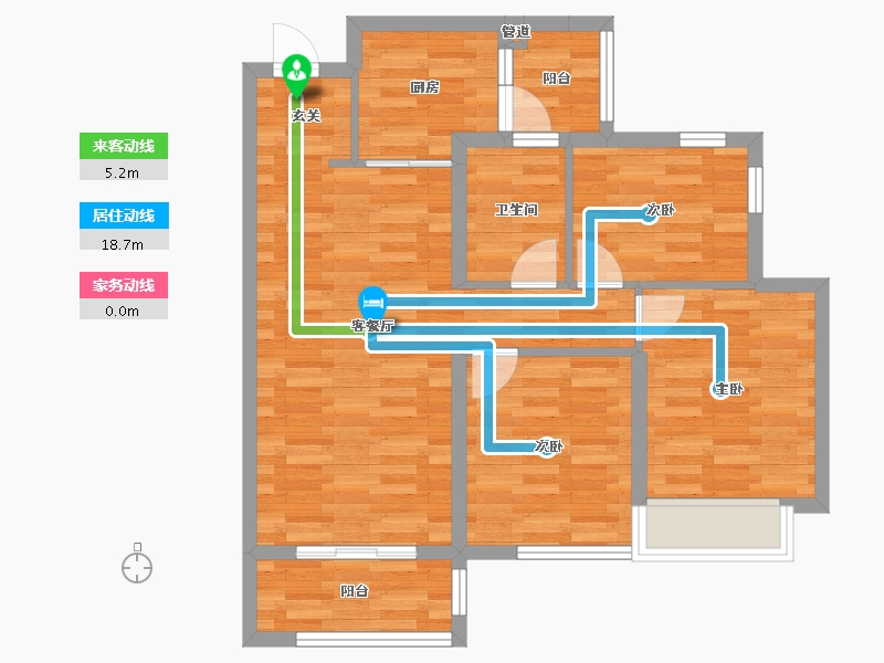 重庆-重庆市-中海九龙天颂1-2号楼71m²-71.07-户型库-动静线