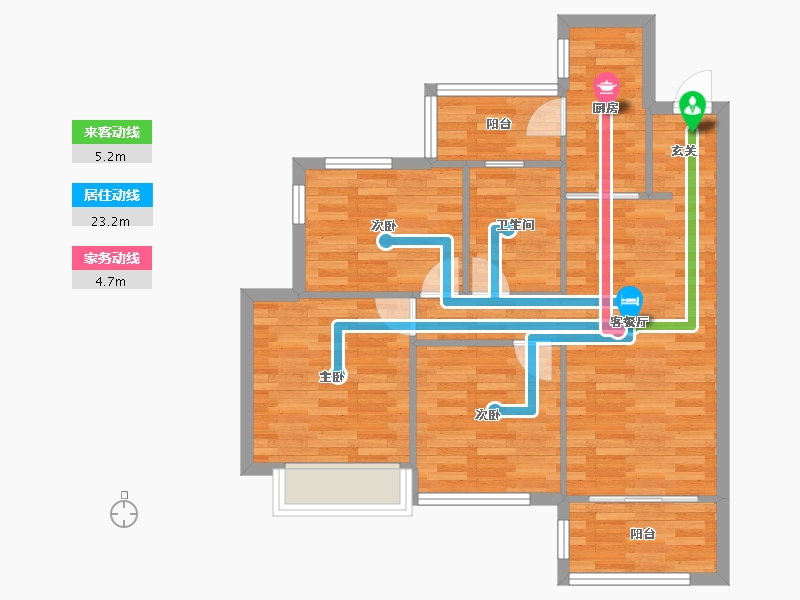 重庆-重庆市-中海九龙天颂1-2号楼71m²-71.13-户型库-动静线