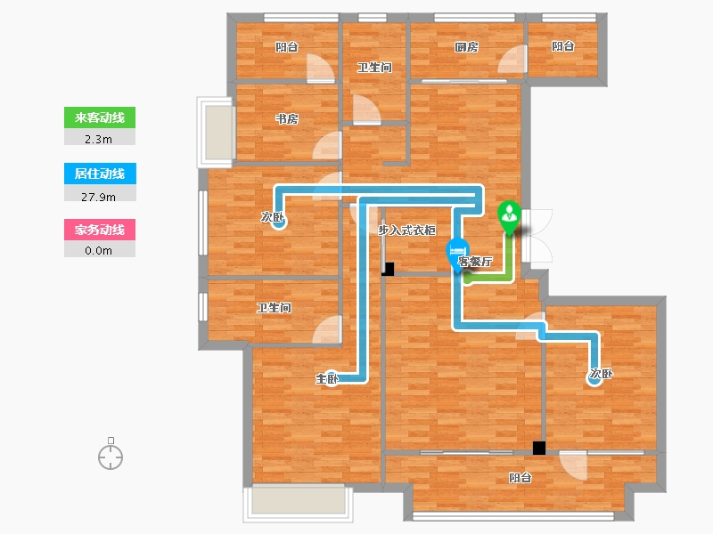 重庆-重庆市-两江御园4期洋房9号楼,4期洋房10号楼套内130m²-127.49-户型库-动静线