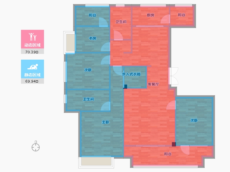 重庆-重庆市-两江御园4期洋房9号楼,4期洋房10号楼套内130m²-127.49-户型库-动静分区