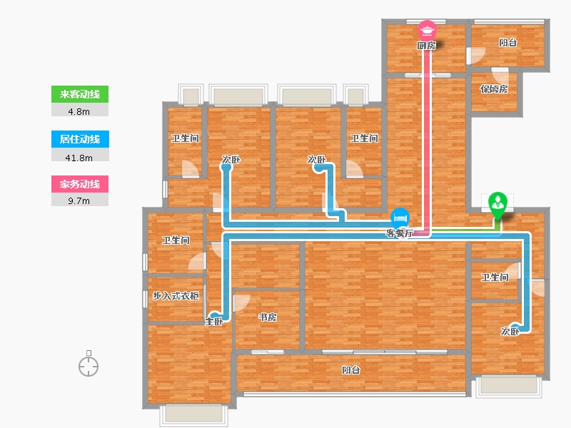 重庆-重庆市-龙湖舜山府二期2号楼,二期1号楼,2号楼套内236m²-236.00-户型库-动静线