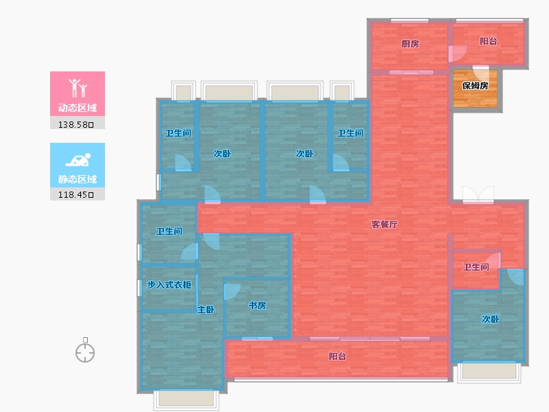 重庆-重庆市-龙湖舜山府二期2号楼,二期1号楼,2号楼套内236m²-236.00-户型库-动静分区