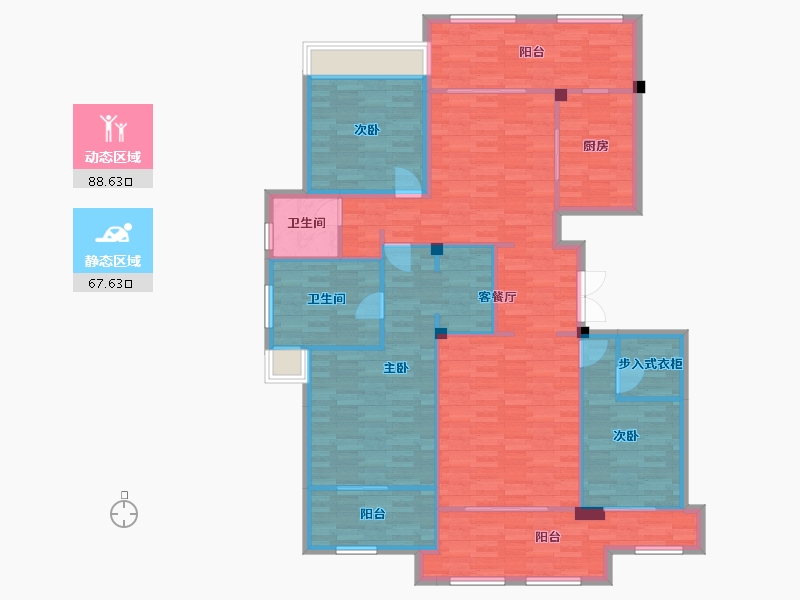 重庆-重庆市-两江御园4期洋房4号楼,4期洋房9号楼套内137m²-142.24-户型库-动静分区