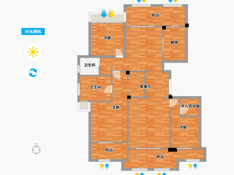 重庆-重庆市-两江御园4期洋房4号楼,4期洋房9号楼套内137m²-142.24-户型库-采光通风