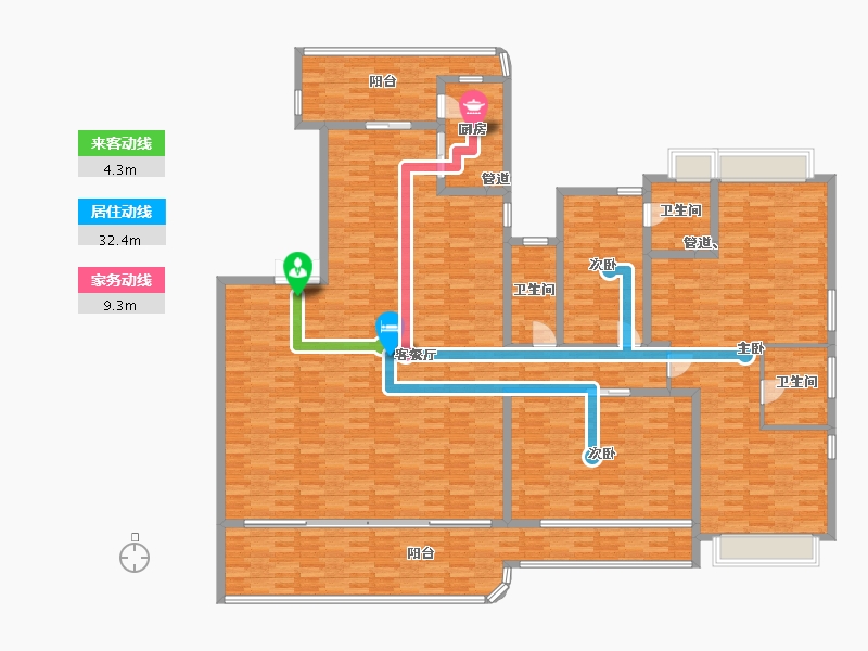 重庆-重庆市-龙湖舜山府二期2号楼套内241m²-241.00-户型库-动静线