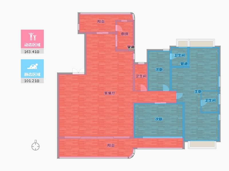 重庆-重庆市-龙湖舜山府二期2号楼套内241m²-241.00-户型库-动静分区