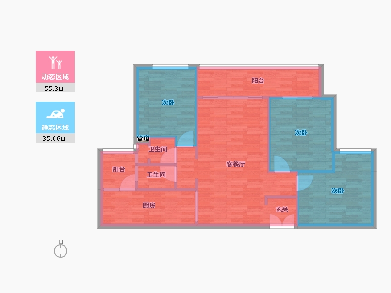 重庆-重庆市-印江州二期2号楼,二期4号楼,二期5号楼79m²-81.61-户型库-动静分区