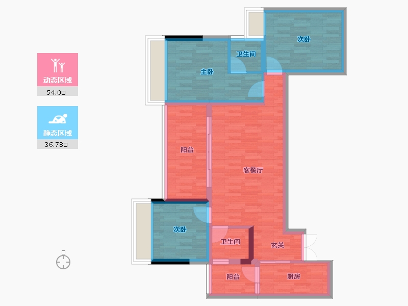 重庆-重庆市-云鼎栖山1号院1号楼106.36m²-79.46-户型库-动静分区