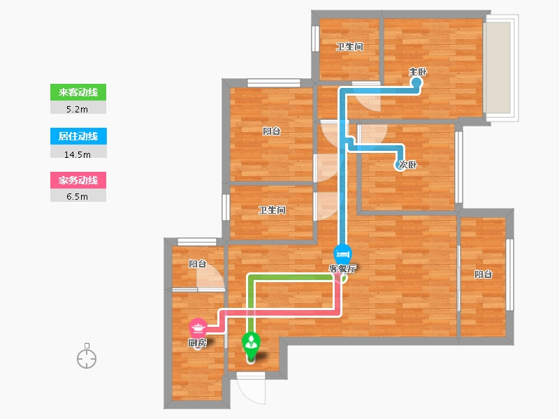 重庆-重庆市-和泓文华府高层1号楼,高层2号楼套内0m2-75.12-户型库-动静线