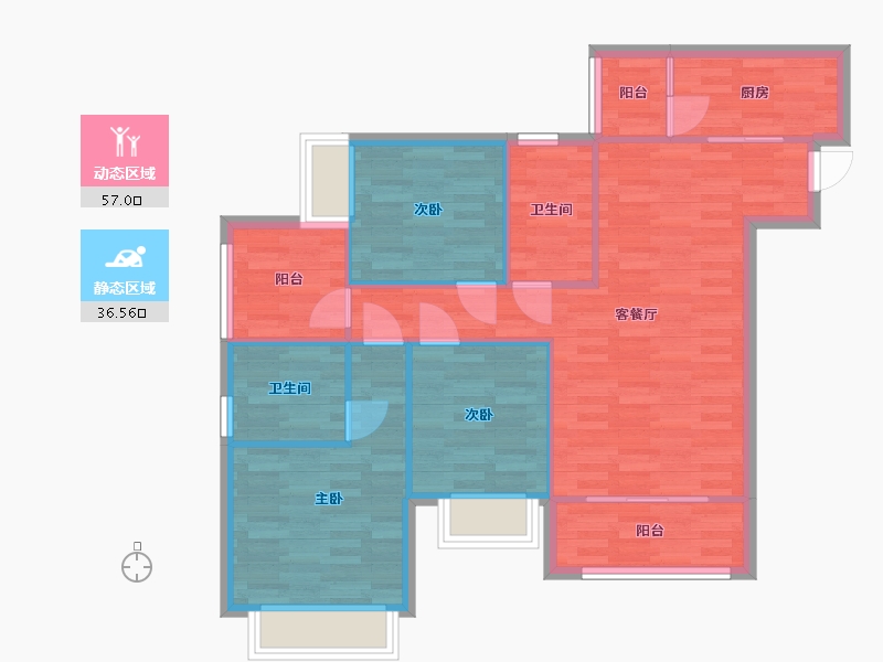 重庆-重庆市-和泓文华府T8-1高层1号楼,高层2号楼套内0m2-84.02-户型库-动静分区