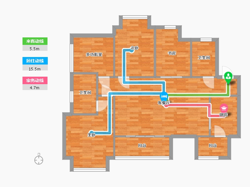 重庆-重庆市-和泓文华府T6-27号楼套内88m2-87.60-户型库-动静线