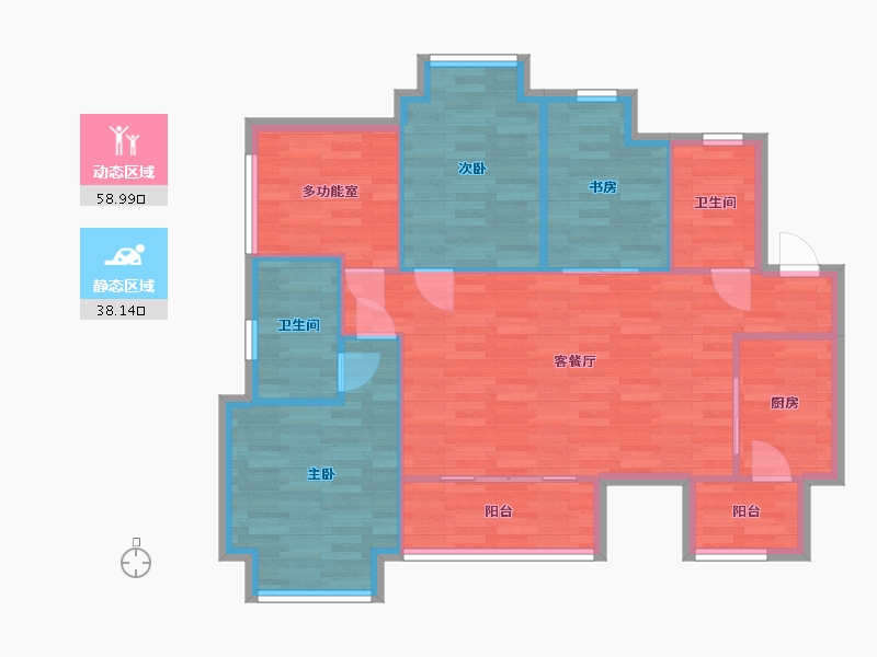 重庆-重庆市-和泓文华府T6-27号楼套内88m2-87.60-户型库-动静分区