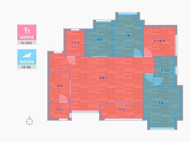 重庆-重庆市-和泓文华府7号楼套内88m2-89.43-户型库-动静分区