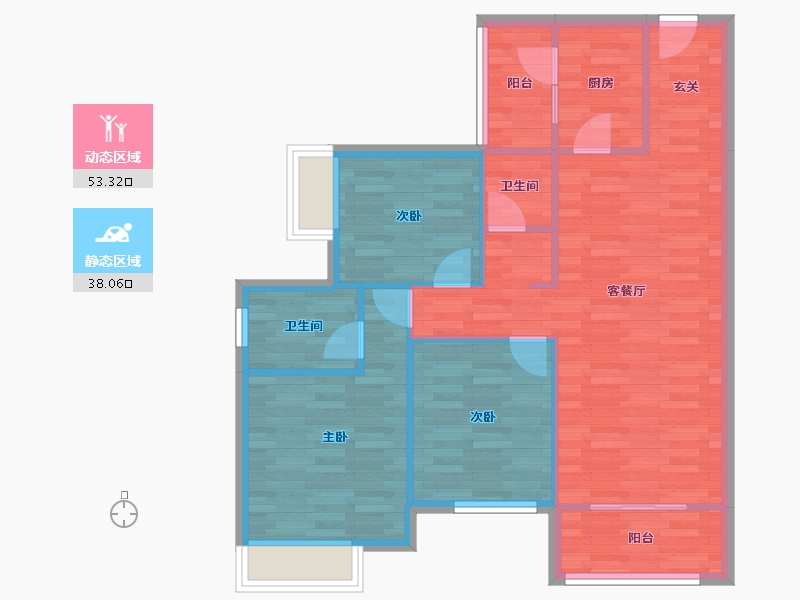 重庆-重庆市-中建御湖壹号御园D17号楼/33号楼87m²-82.51-户型库-动静分区