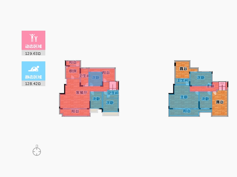 重庆-重庆市-鹏润鹿山台套内165m²-252.85-户型库-动静分区