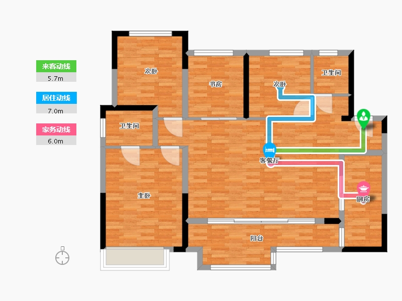 重庆-重庆市-观山御璟高层1号楼套内104m2-104.00-户型库-动静线