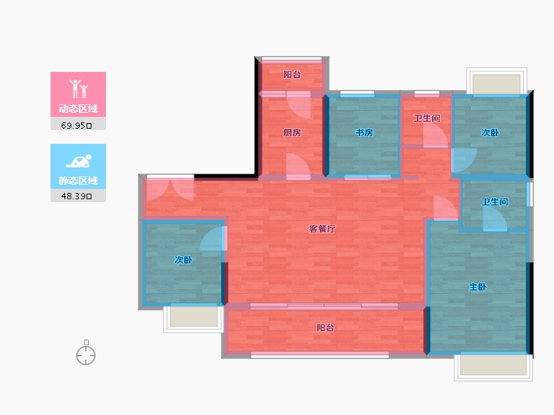 重庆-重庆市-观山御璟洋房9号楼,洋房8号楼套内105m2-105.01-户型库-动静分区