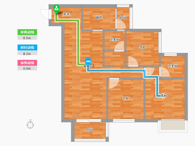 重庆-重庆市-中建御湖壹号御园D19号楼/31号楼,御园D21号楼/29号楼80m²-73.90-户型库-动静线