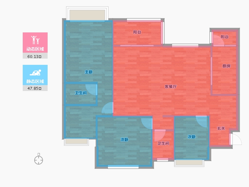 重庆-重庆市-中建御湖壹号御园D17号楼/33号楼101m²-98.65-户型库-动静分区