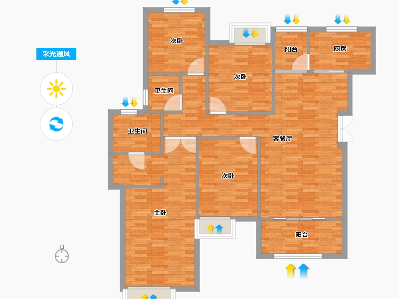 重庆-重庆市-鹏润鹿山台套内113m²-109.16-户型库-采光通风