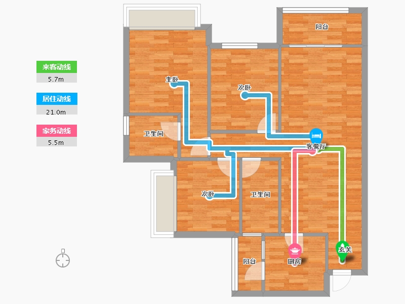 重庆-重庆市-中建御湖壹号御峰A6号楼/26号楼91m²-85.98-户型库-动静线