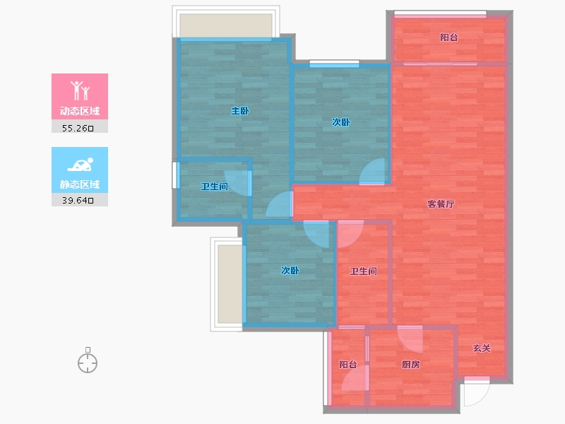 重庆-重庆市-中建御湖壹号御峰A6号楼/26号楼91m²-85.98-户型库-动静分区