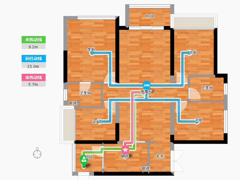 重庆-重庆市-中海九龙天颂2-6号楼127m²-94.38-户型库-动静线