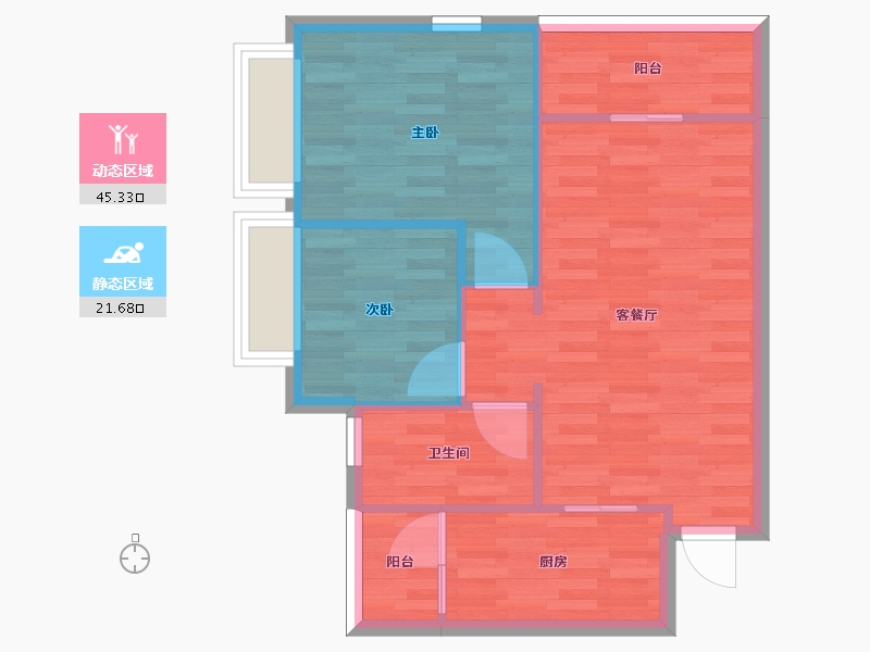 重庆-重庆市-恒大新城高层8号楼套内0m2-60.41-户型库-动静分区