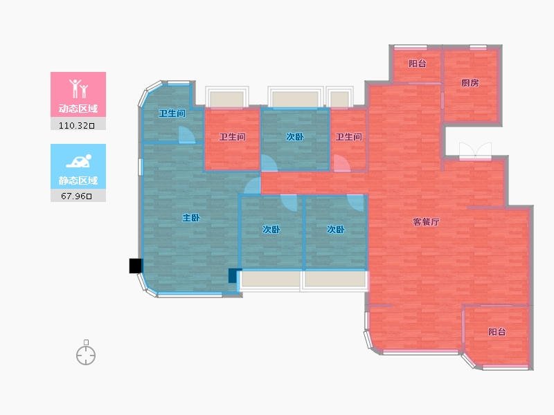 重庆-重庆市-龙湖舜山府套内163m²-164.24-户型库-动静分区