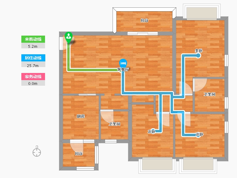 重庆-重庆市-恒大新城40号楼,高层39号楼建面116m2套内0m2-88.67-户型库-动静线