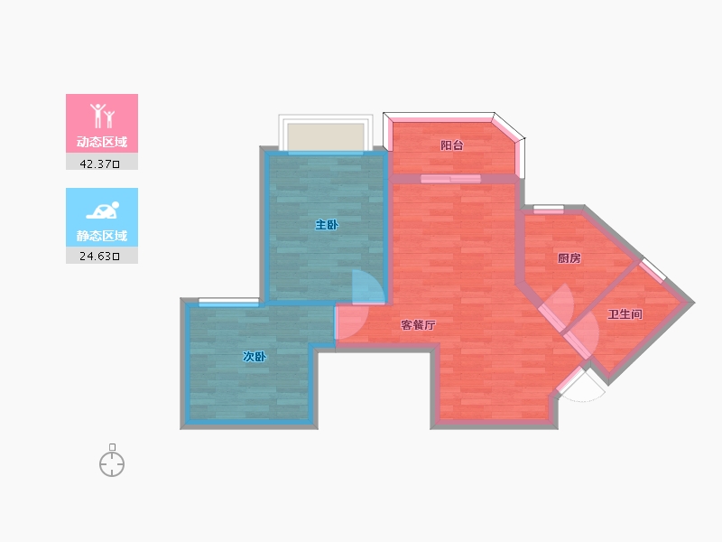 重庆-重庆市-恒大新城2号房高层6号楼套内0m2-59.00-户型库-动静分区