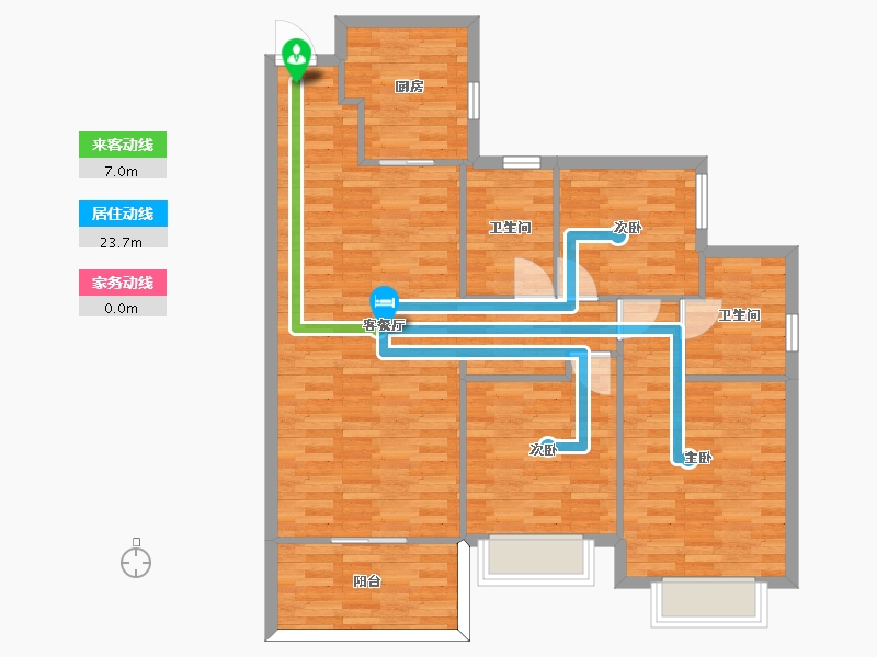 重庆-重庆市-恒大新城3号房高层7号楼套内0m2-99.44-户型库-动静线