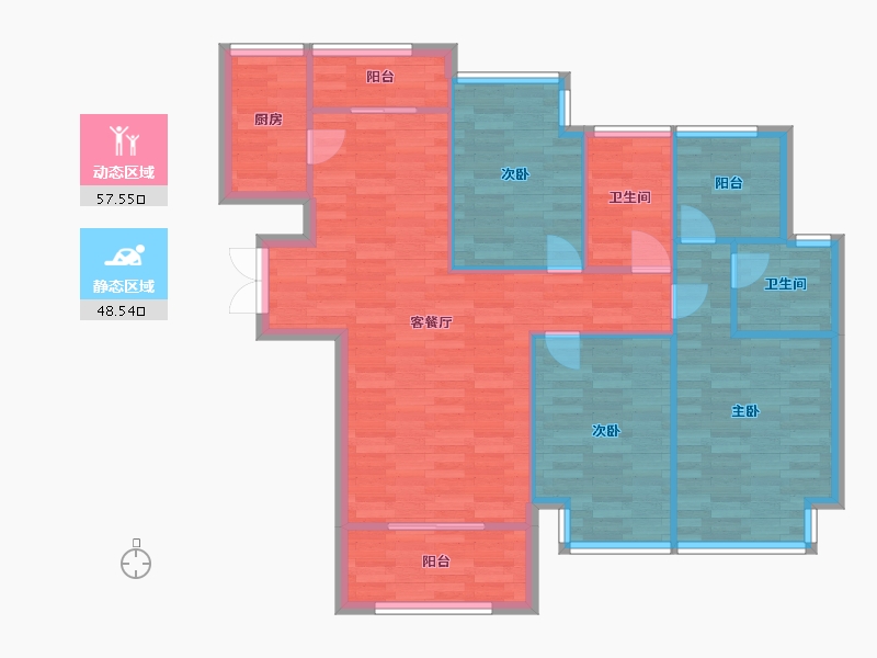 重庆-重庆市-和泓文华府洋房5号楼,洋房6号楼,洋房8号楼,洋房9号楼,4号楼,11号楼-96.00-户型库-动静分区