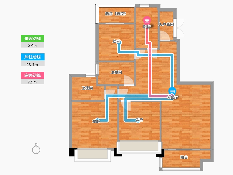 重庆-重庆市-恒大新城3幢（规划30号楼）,5幢（规划34号楼）,7幢（规划38号楼）套内97m2-95.14-户型库-动静线