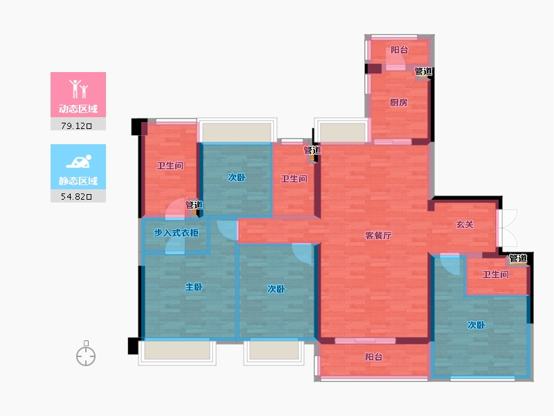 重庆-重庆市-中海九龙天颂2-1号楼166m²-119.22-户型库-动静分区