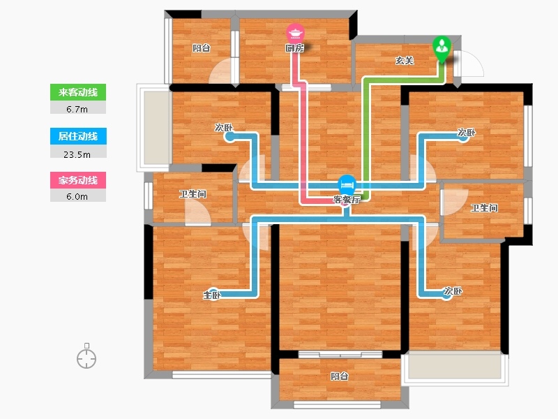 重庆-重庆市-中海九龙天颂2-6号楼129m²-99.05-户型库-动静线