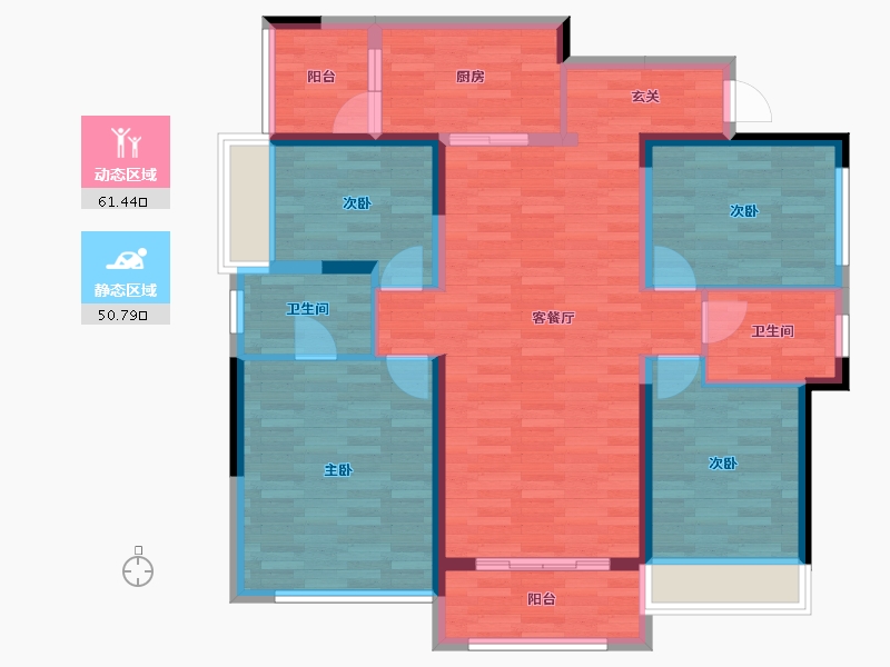 重庆-重庆市-中海九龙天颂2-6号楼129m²-99.05-户型库-动静分区